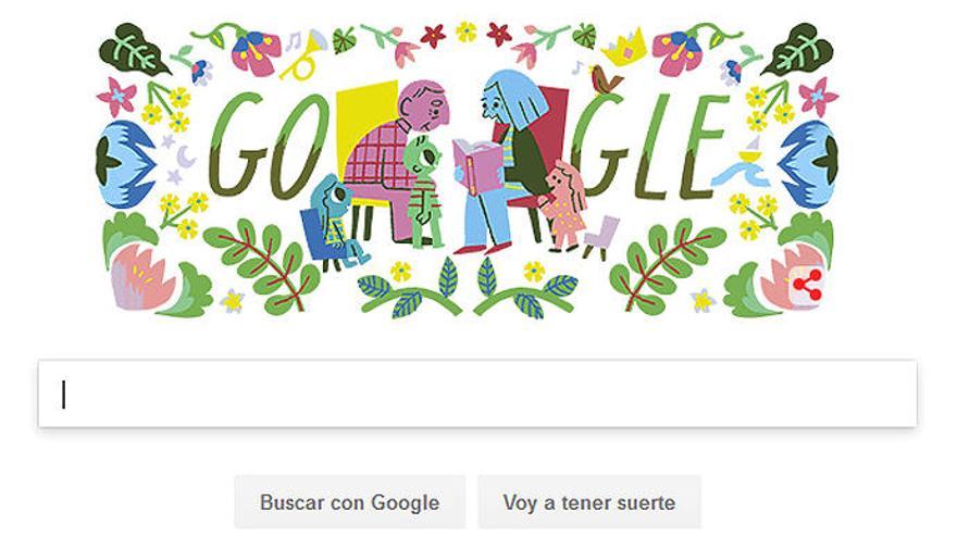 El &#039;doodle&#039; de Google sobre el Día de los Abuelos 2018.