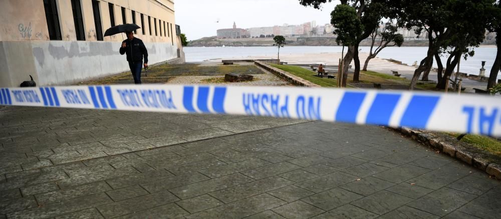 Viento y lluvia en A Coruña por la borrasca Miguel