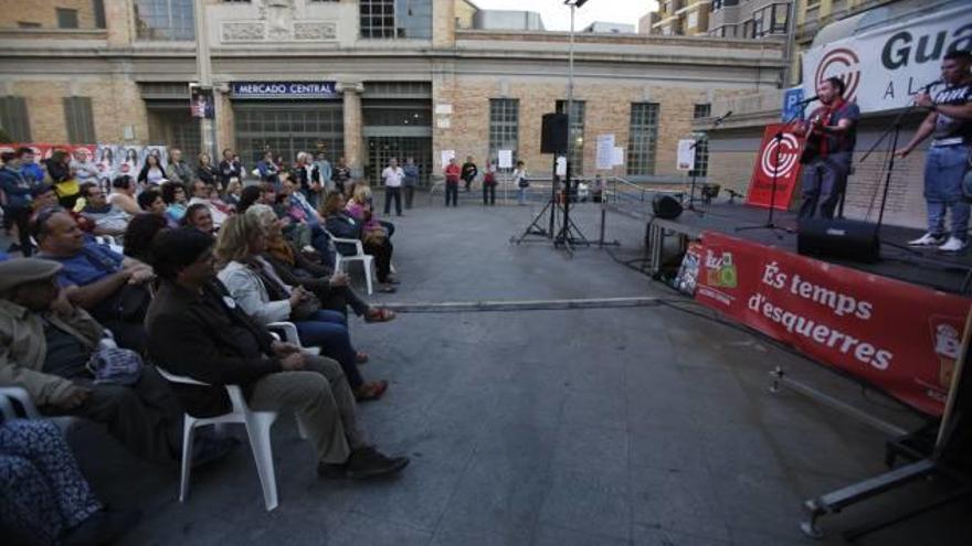 Imagen ayer del final de la campaña de Guanyar Alacant.