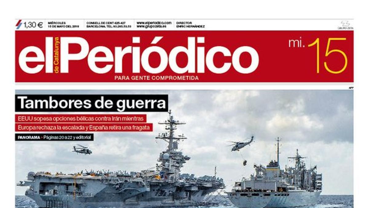 La portada de EL PERIÓDICO del 15 de mayo del 2019