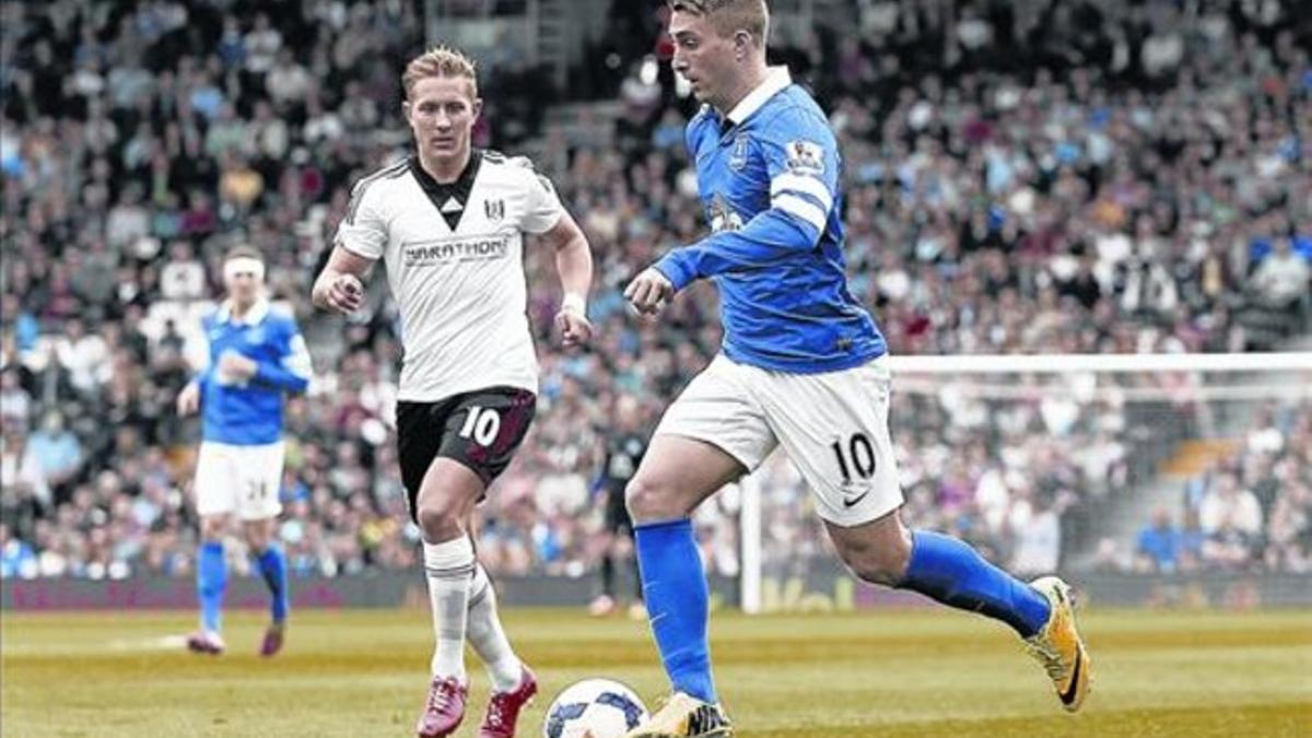 Deulofeu, en un partido con el Everton, ante el Fulham, de marzo del 2014.