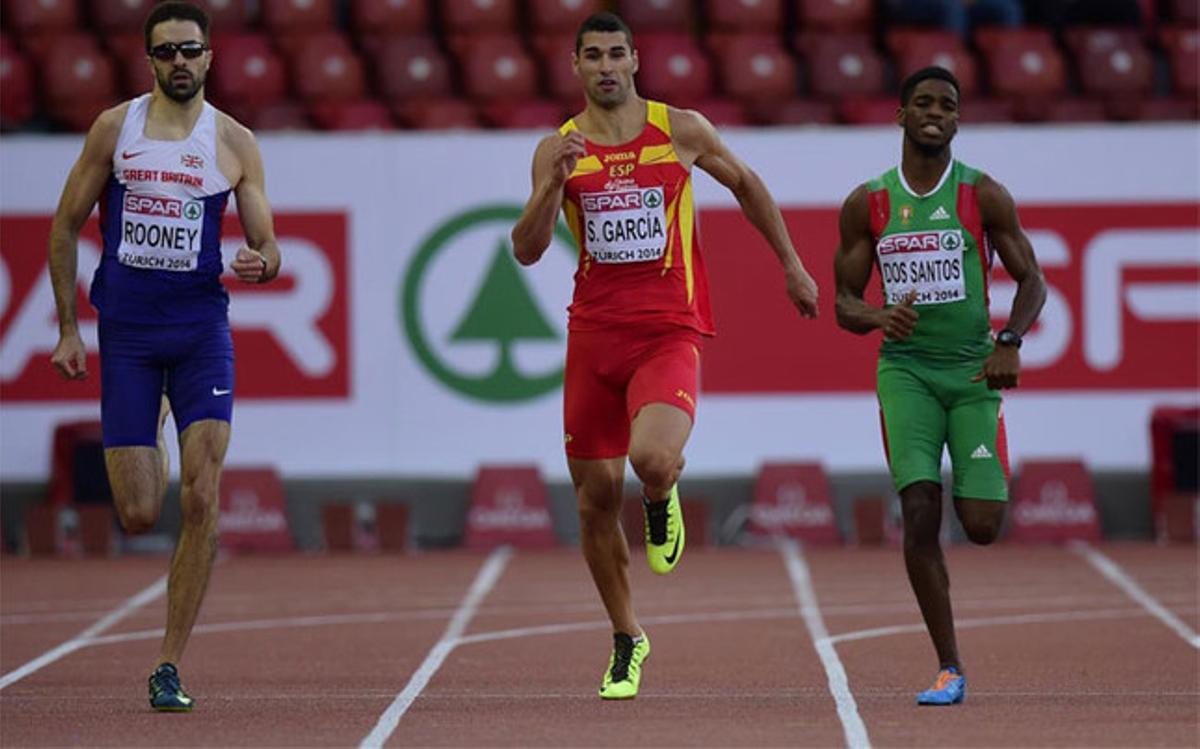 Samuel García, durante la carrera de hoy