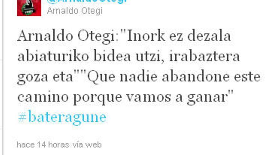 Otegi en twitter: &quot;Vamos a ganar&quot;