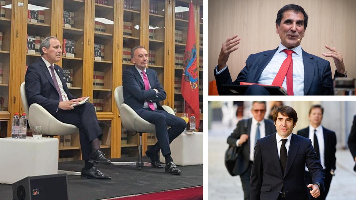 A la izquierda, Eugenio Ribón, decano del Colegio de la Abogacía de Madrid y Manuel Marchena, presidente de la Sala Segunda del Tribunal Supremo. Arriba a la derecha, Antonio del Moral, magistrado del Tribunal Supremo. Abajo a la derecha, Gabriel Rodríguez Ramos, el abogado de Alberto González Amador, pareja de Díaz Ayuso
