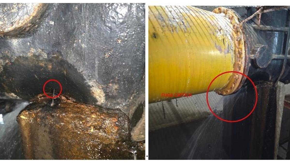 Estado de las válvulas dañadas de la presa de Eiras