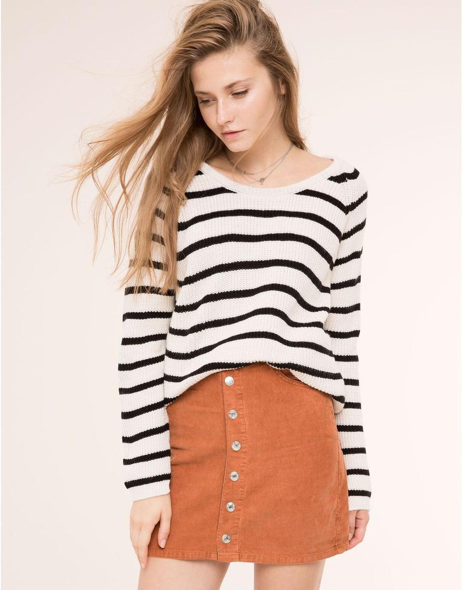 Rebajas Pull &amp; Bear 2016, falda de pana abotonada (9,99€)