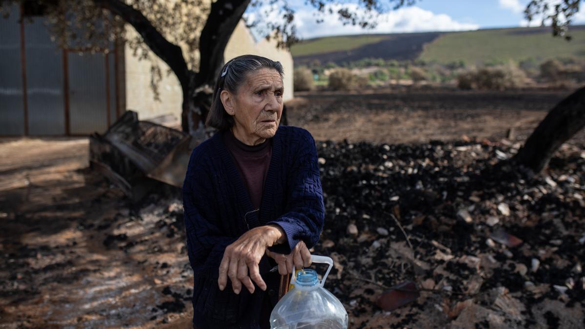 María, vecina de Cabañas de Aliste afectada por el incendio en Sierra de la Culebra.