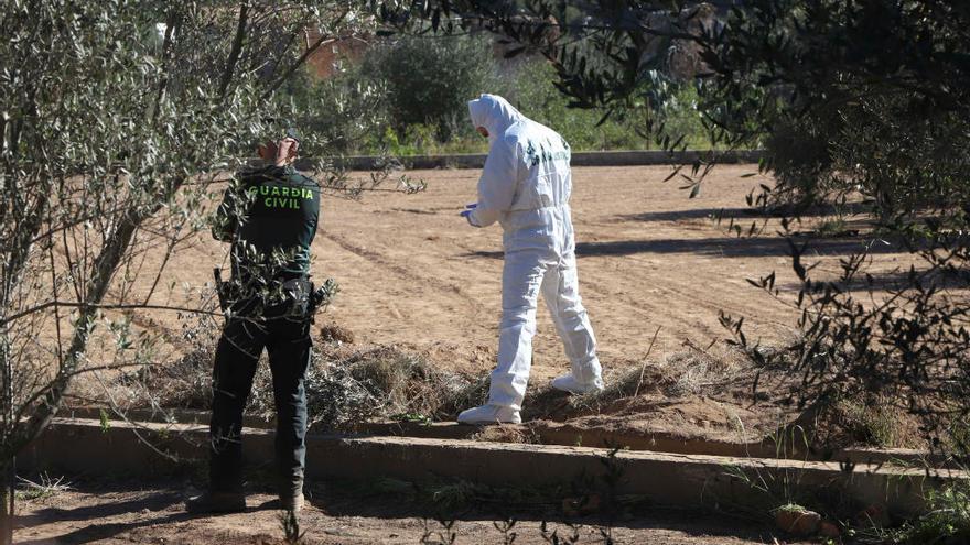 Un agente, durante la inspección ocular en la casa.