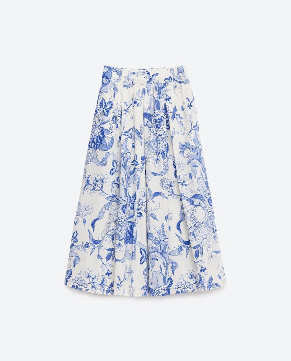 Falda midi estampada, Zara