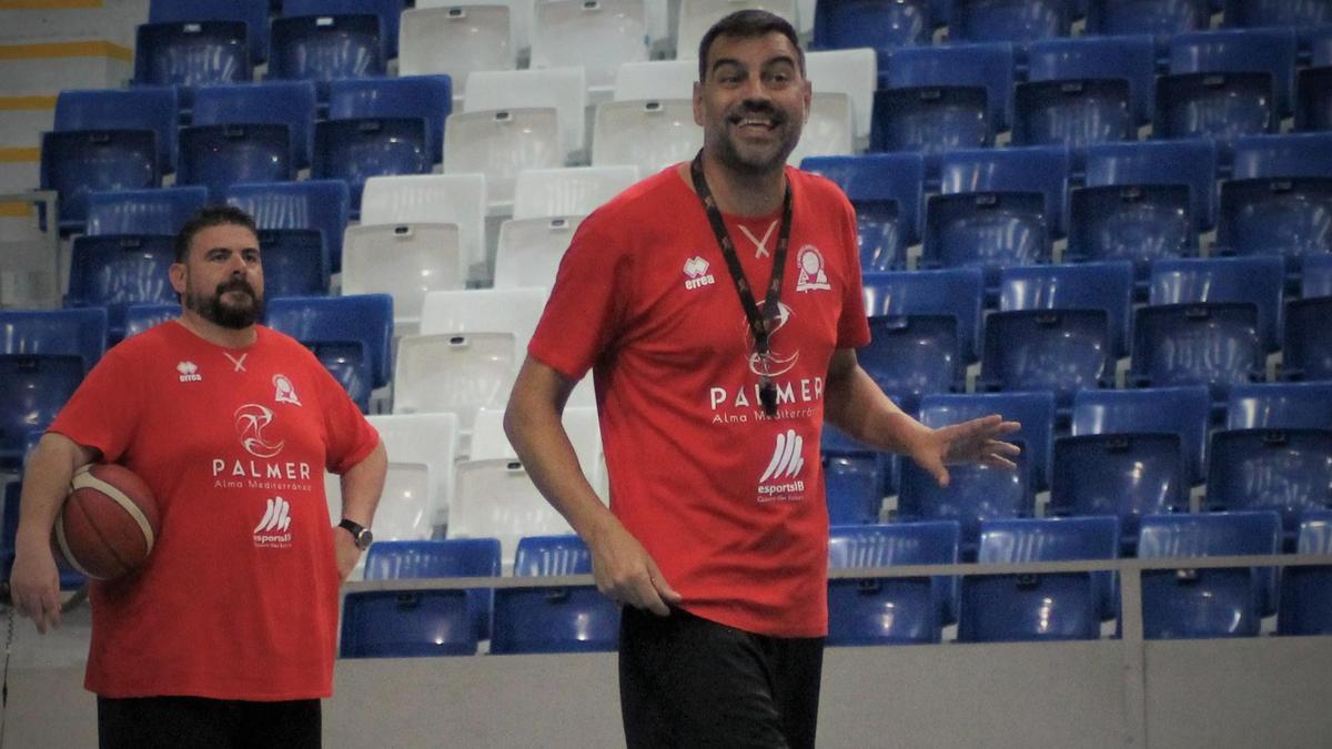 Pau Tomàs y Álex Pérez, en un entreno de este pretemporada