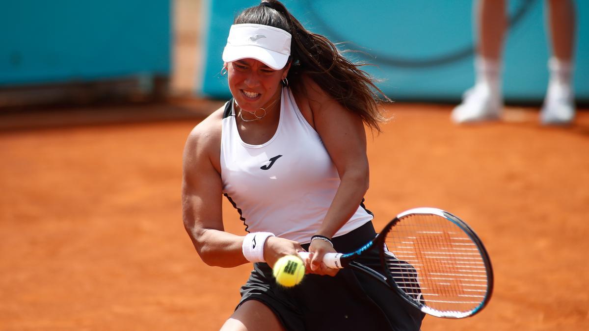 Jéssica Bouzas durante el partido de ayer en Madrid.