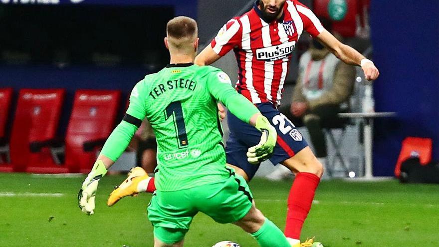 Carrasco va aprofitar la mala sortida de Ter Stegen per marcar l&#039;únic gol del partit.