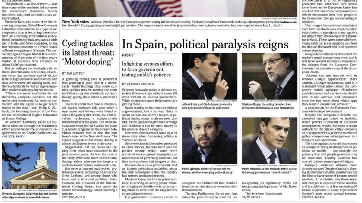 Portada New York Times