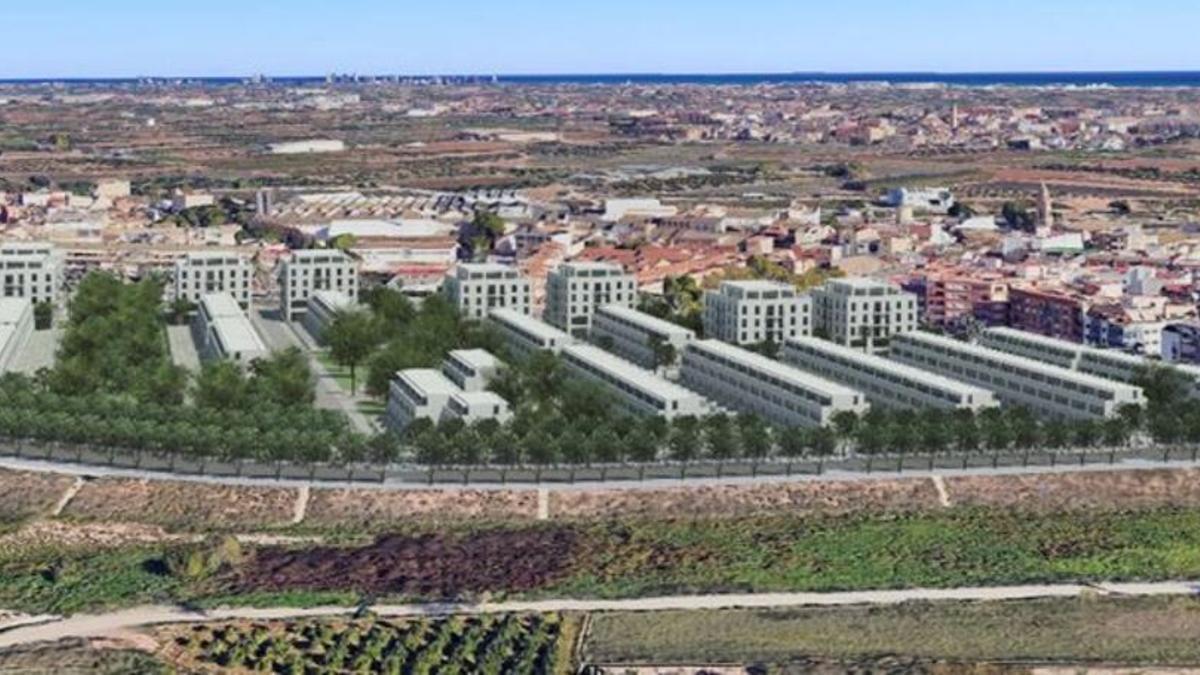 Recreación virtual del proyecto urbanístico junto al barranco del Carraixet en Vinalesa.