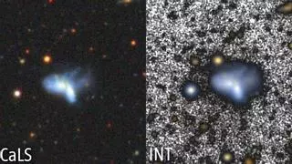 Descubren una fusión de galaxias enanas en el corazón de un vacío cósmico