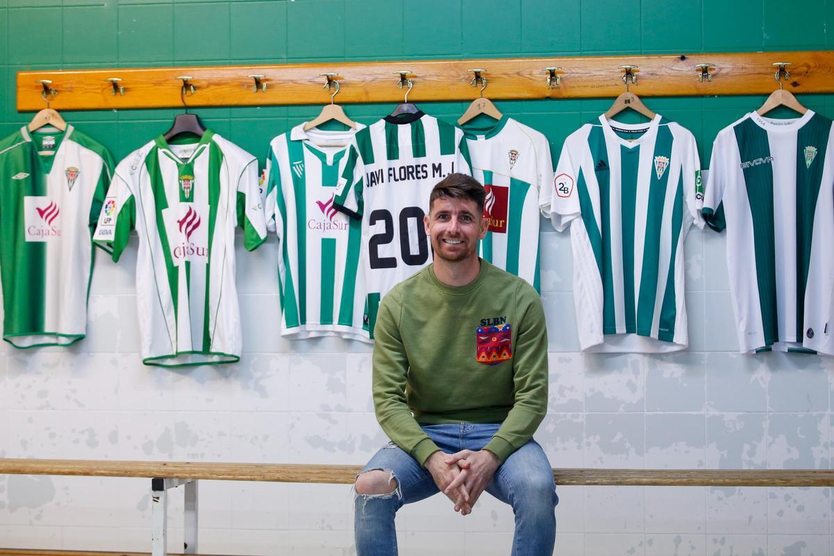 Javi Flores en el vestuario del Córdoba CF.