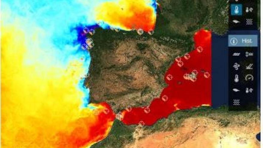 Mapa de la temperatura del mar.