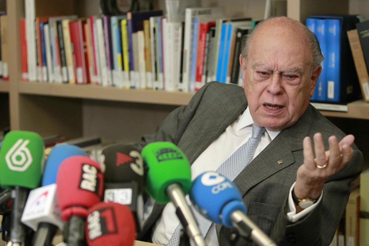 L’expresident Jordi Pujol, durant una roda de premsa el 2 de juny.