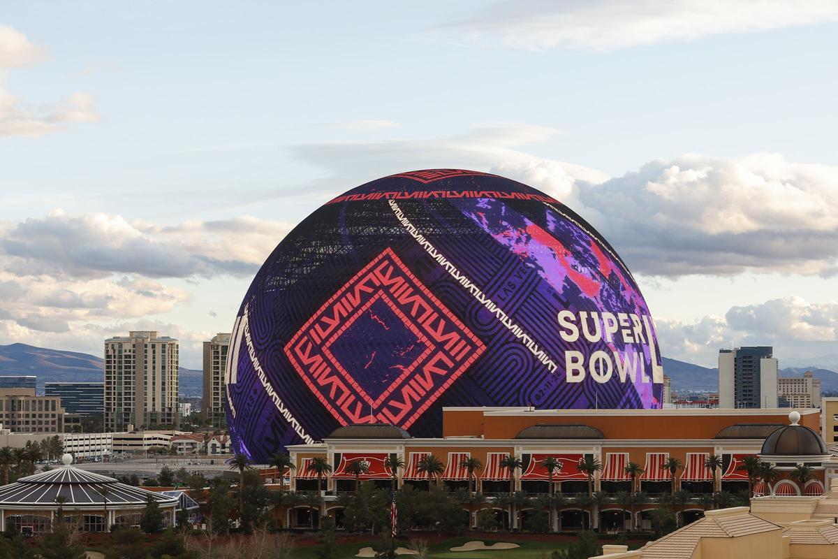 'The Sphere', en Las Vegas, con una promoción de la Super Bowl LVIII