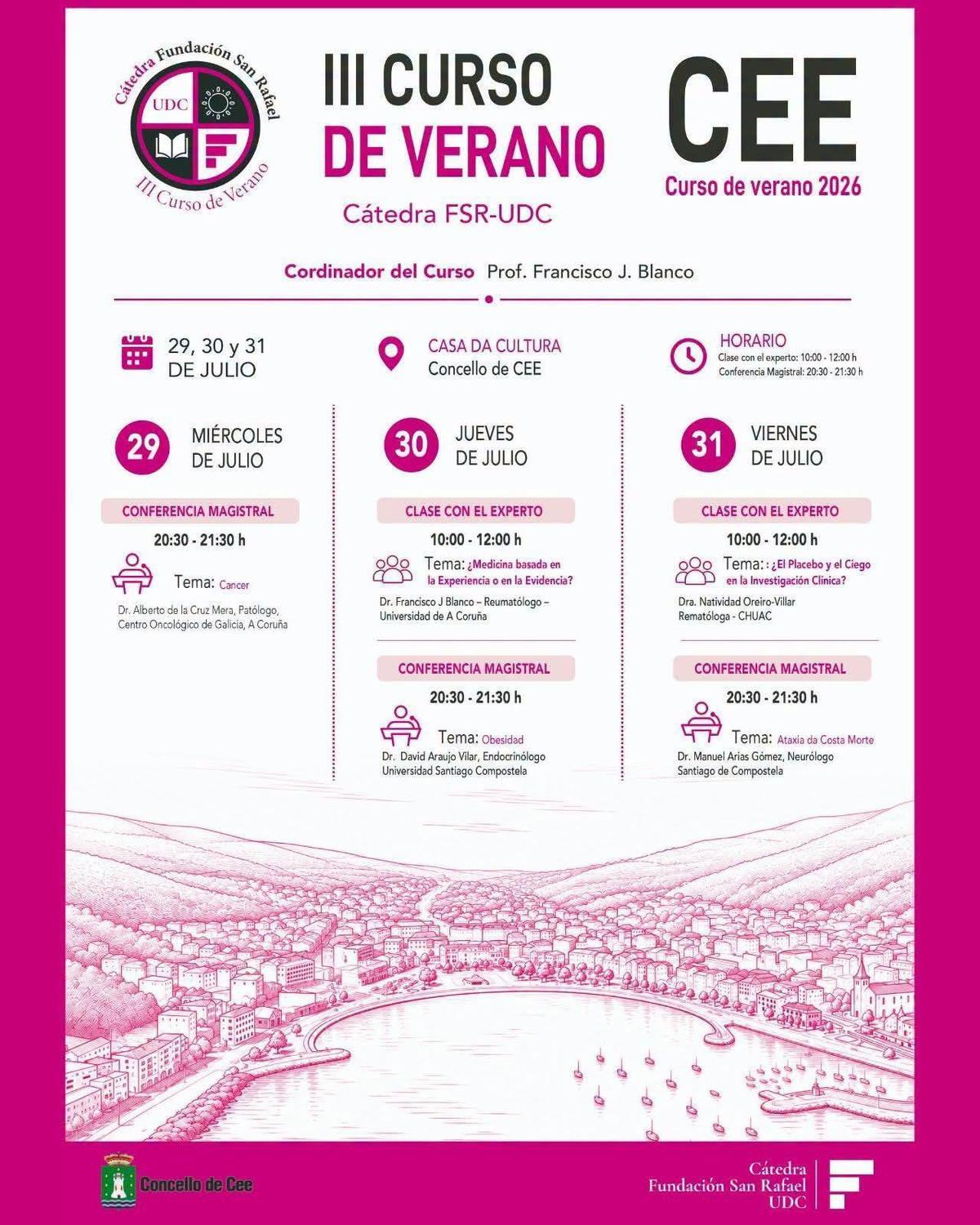 Cartel do III Curso de Verán da Cátedra Fundación San Rafael.