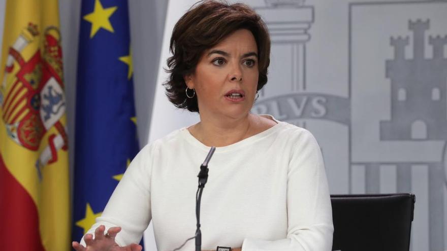 Soraya Sáenz de Santamaría durante una rueda de prensa.