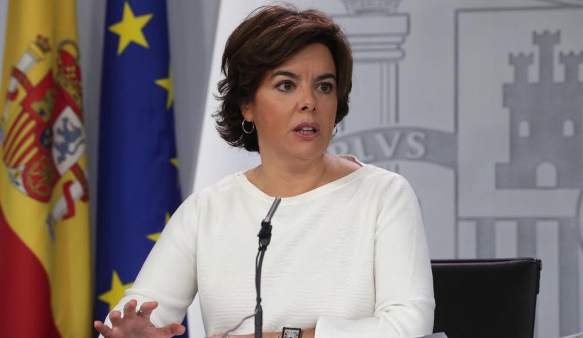 Soraya Sáenz de Santamaría durante una rueda de prensa.