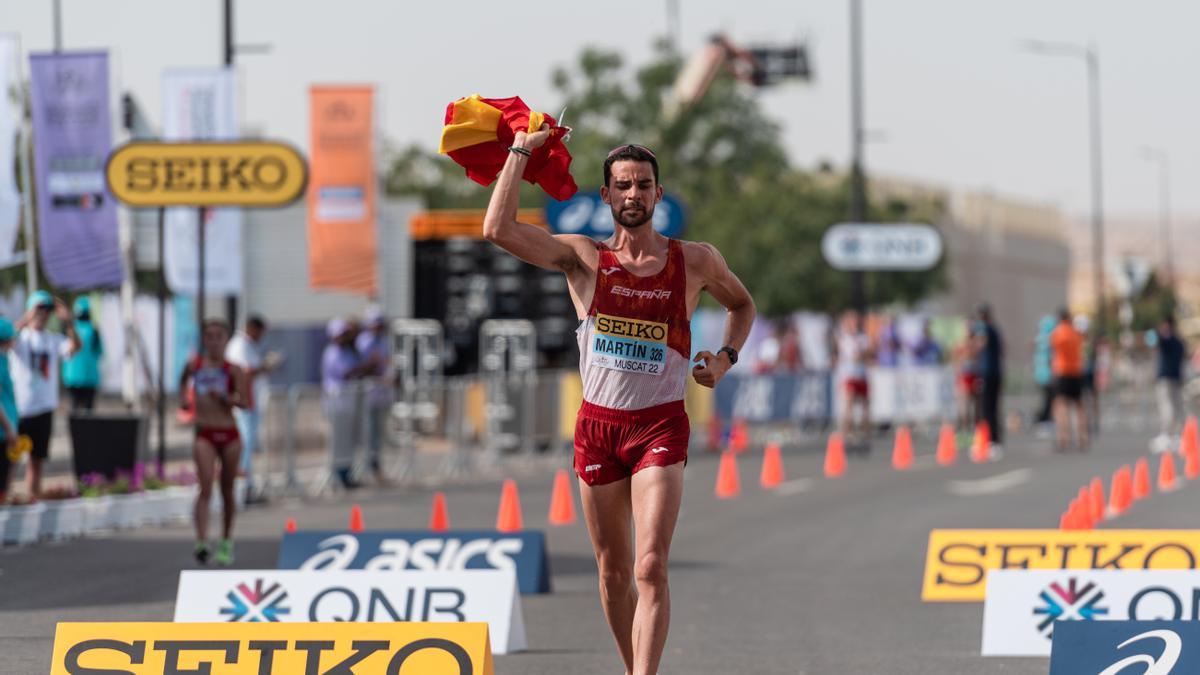 Álvaro Martín, con la selección española en una competición de este año.