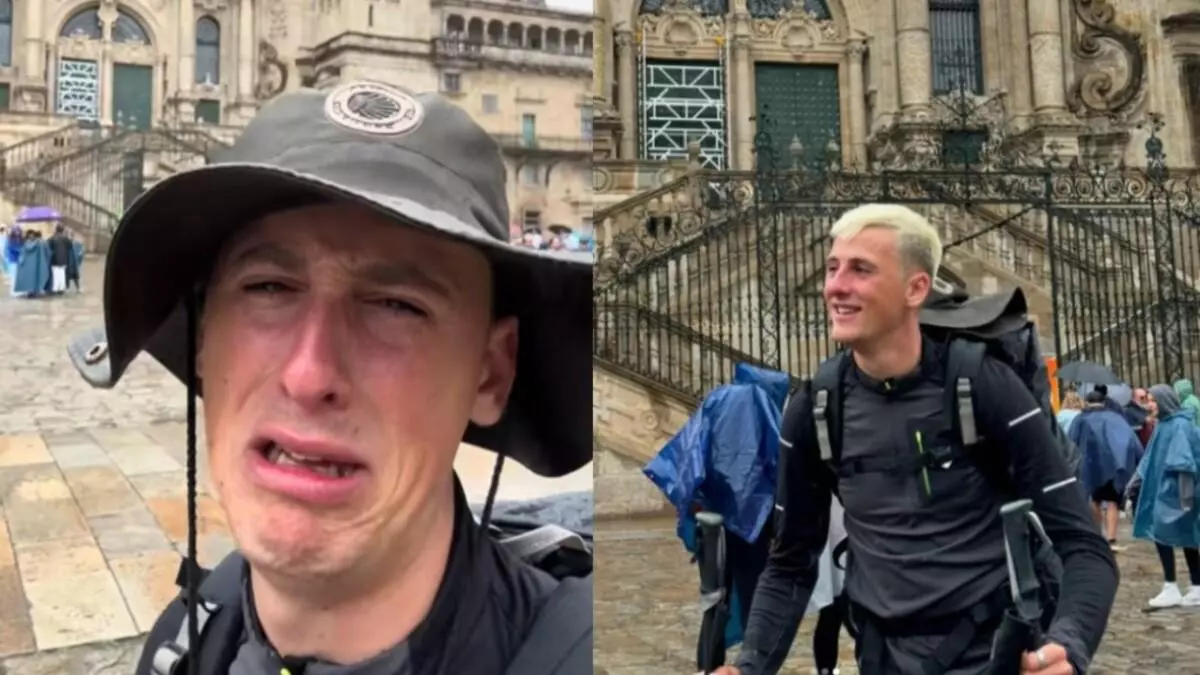 La reacción viral de un joven peregino al llegar a Santiago: "Solo yo sé cuál ha sido mi camino y qué cosas me ha puesto en él"