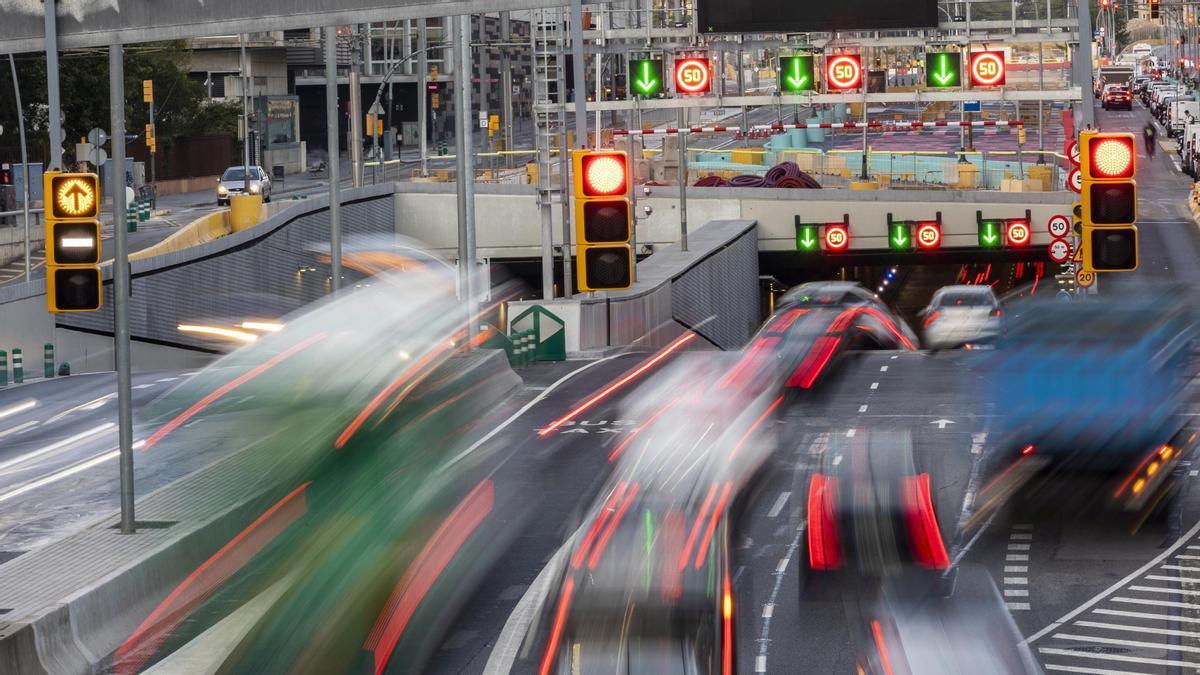 Circulación en la entrada del túnel de Glòries, en septiembre de 2022