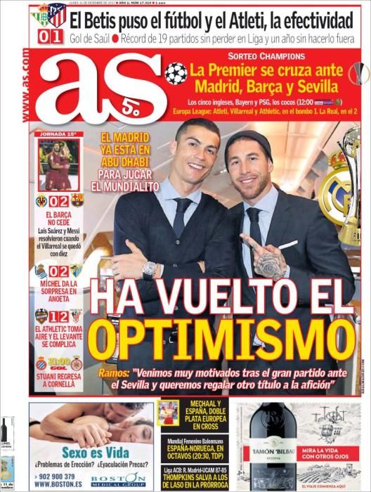 Portadas deportivas de este lunes 11 de diciembre