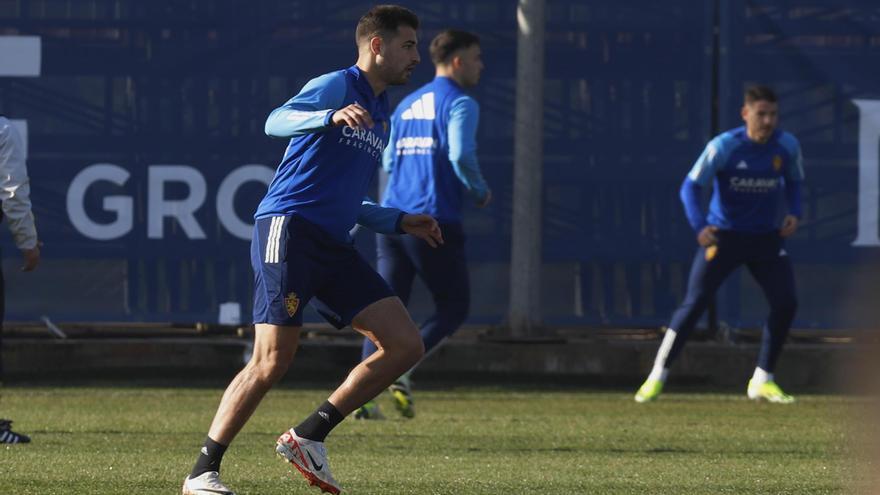 Bakis, en un entrenamiento con el Real Zaragoza.