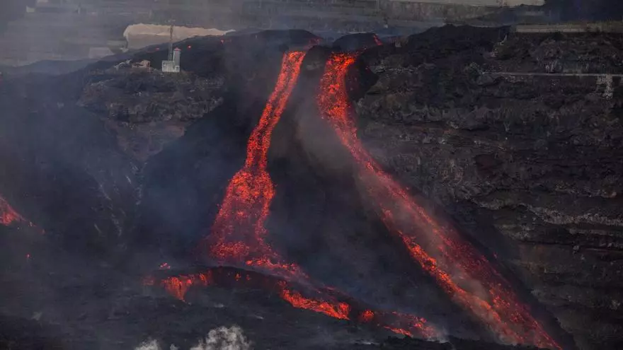 El segundo delta formado por el volcán de La Palma se fusiona con el primero