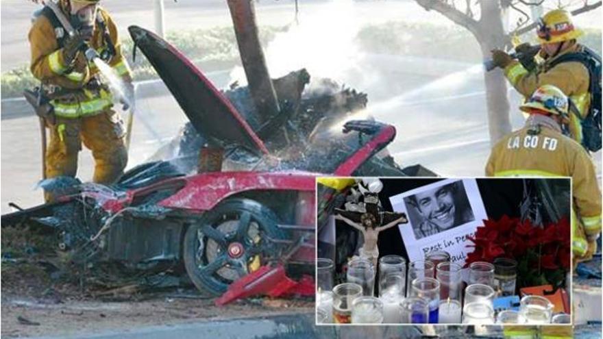 Imagen del coche en el que viajaba Paul Walker.