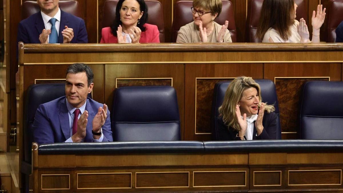 Pedro Sánchez y Yolanda Díaz, en el Congreso.