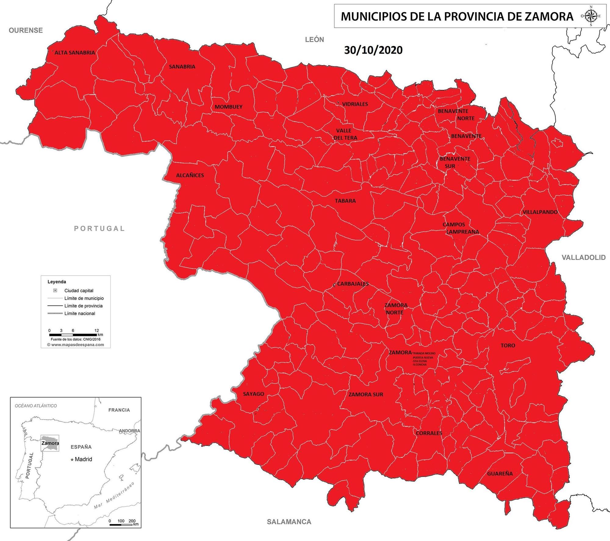 Toda la provincia en rojo, nivel máximo de riesgo