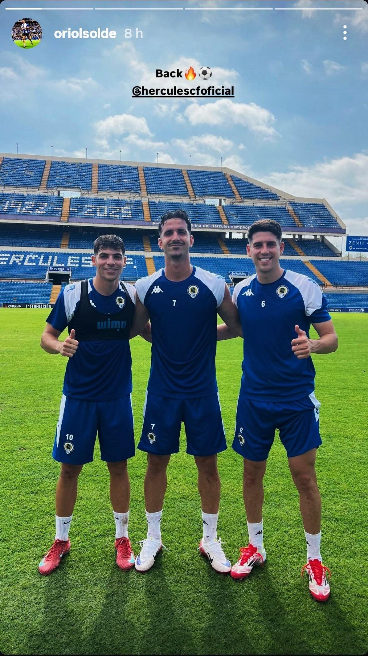 Post en Instagram de Oriol Soldevila posando el viernes con Nico Espinosa y Roger Colomina.