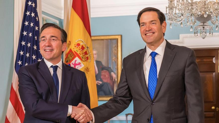 El ministro de Asuntos Exteriores, Unión Europea y Cooperación, José Manuel Albares, y el secretario de Estado norteamericano, Marco Rubio, se reúnen en Washington