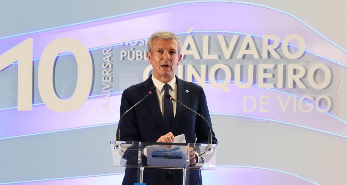 Alfonso Rueda, durante su discurso.
| Alba Villar