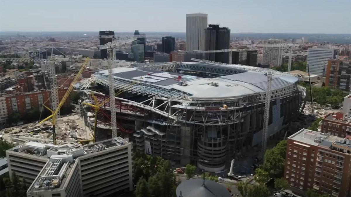 Así se ven las obras del Santiago Bernabéu a vista de dron