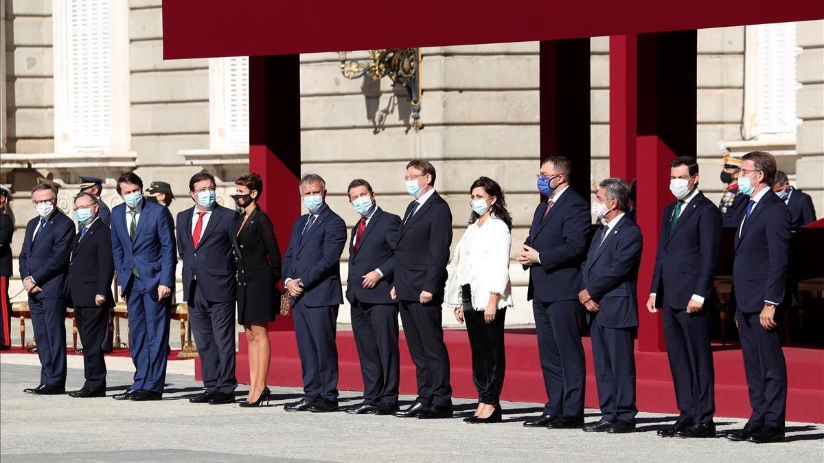 Los presidentes autonómicos durante el acto organizado con motivo del Dia de la Fiesta Nacional