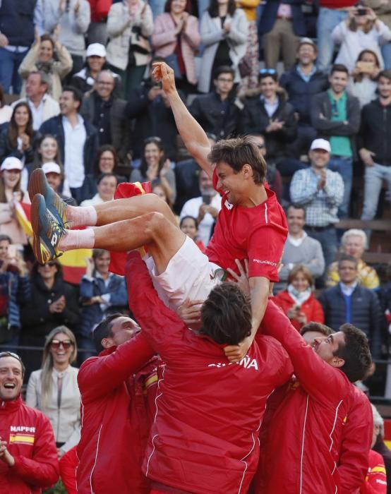 La celebración del equipo español de Copa Davis