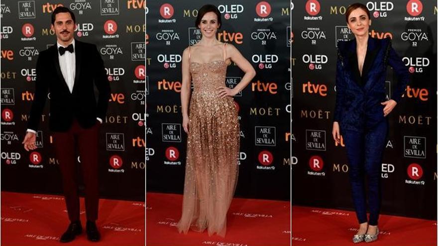 Paco León, Marta Etura y Leticia Dolera en la alfombra roja de los Goya.