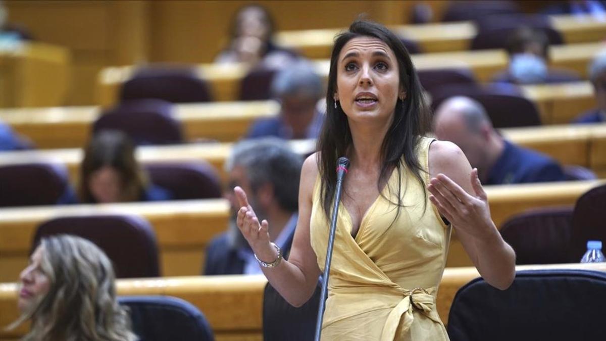 La ministra de Igualdad, Irene Montero, en el Senado, el pasado martes.