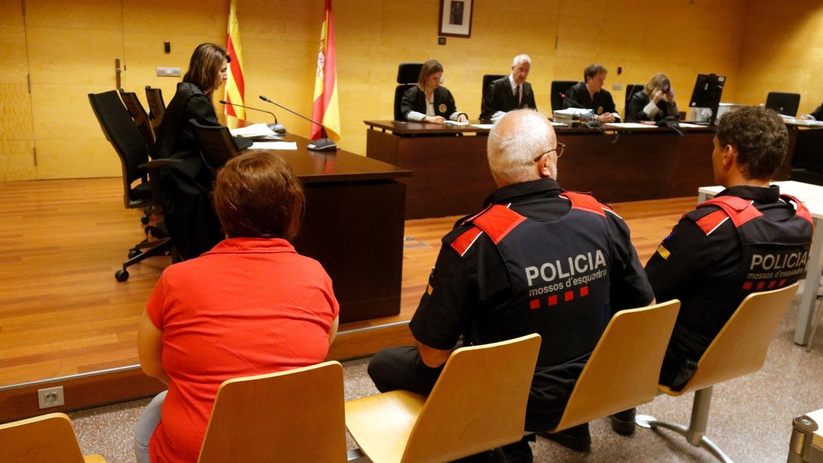 L'acusada, d'esquenes, durant el judici que s'ha celebrat a l'Audiència de Girona.