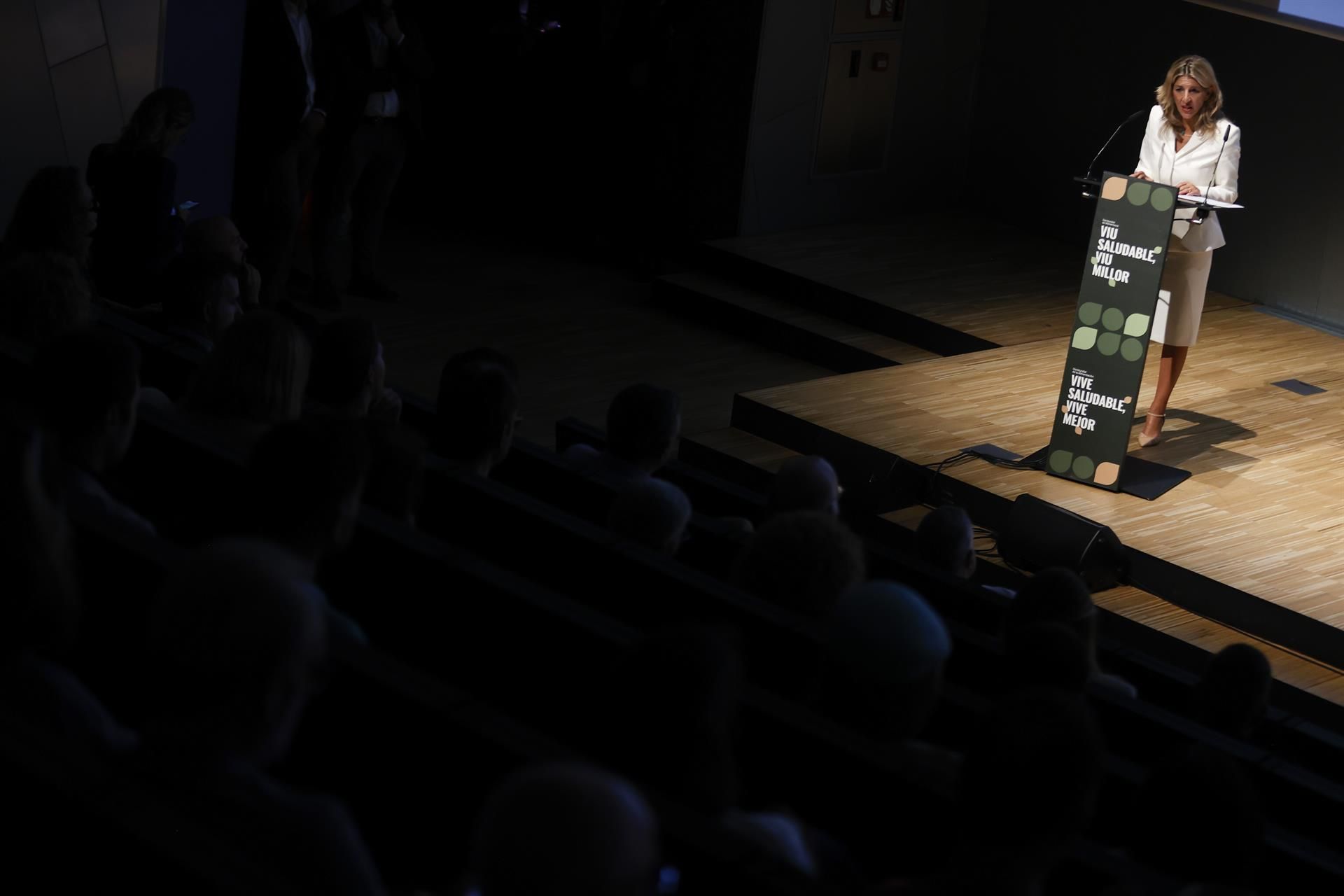 Yolanda Díaz, en un acto en Barcelona.