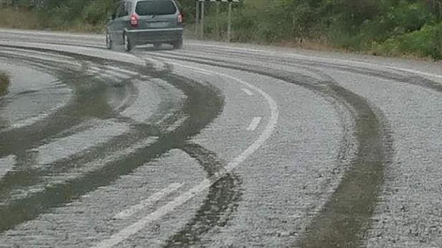 El granizo provoca daños en Sabiñán en solo 5 minutos