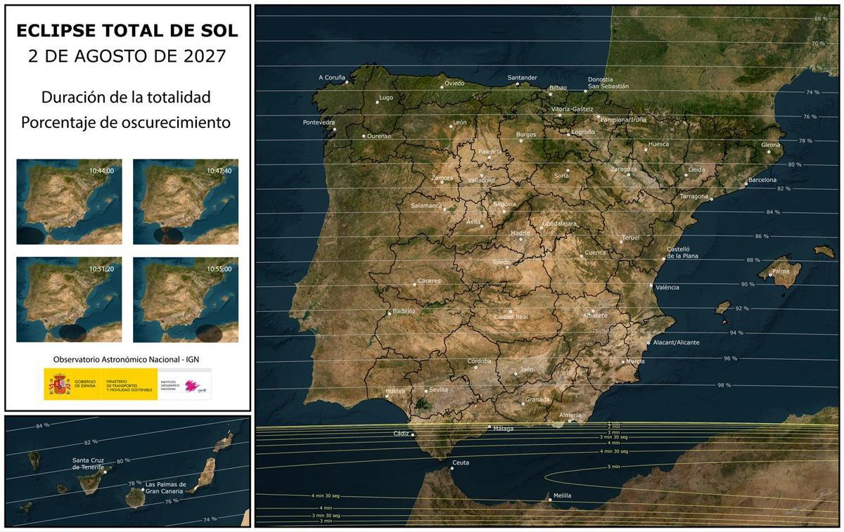 Mapa de eclipse del 2 de agosto de 2027.