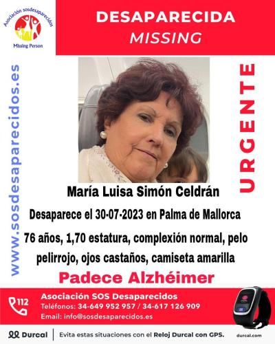 La asociación SOS Desaparecidos ha compartido este domingo algunos datos de la mujer.