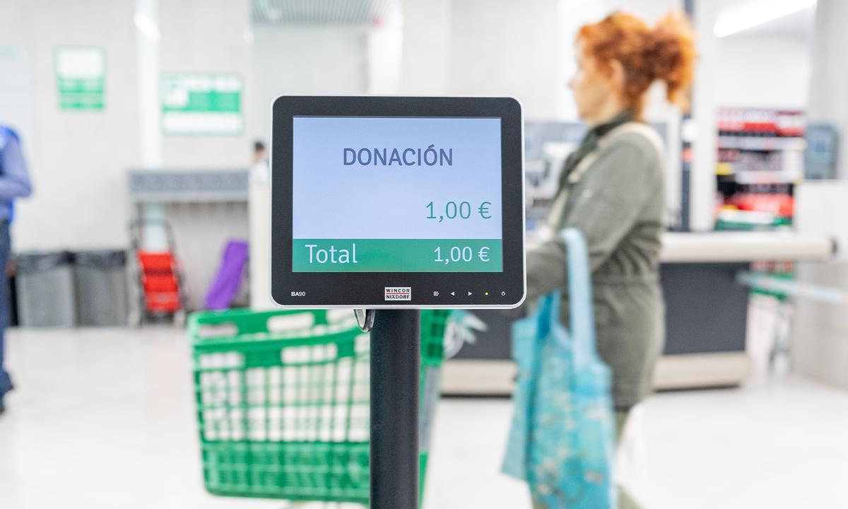 La donación de los clientes en los supermercados de Mercadona.