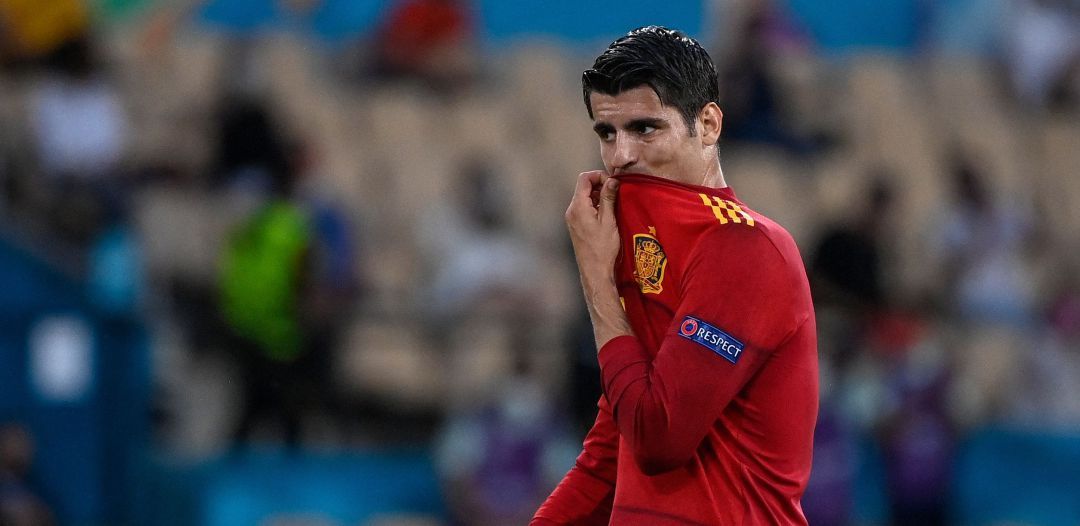 Morata, desesperado durante el partido de España contra Suecia.